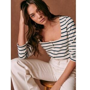 Sezane NWT Linea Marinière Ecru / Navy - Size S
